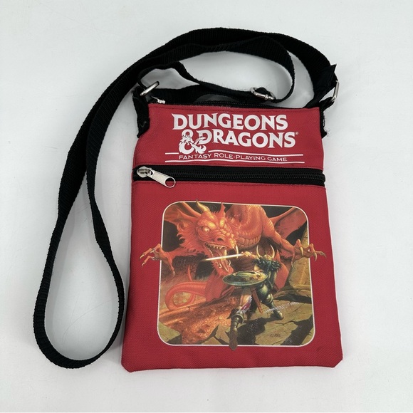 Dungeons & Dragons Red Passport Crossbody Bag Gamer D&D Small Purse 2 Pocket Zip - Picture 1 of 13